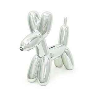 NEW Made By Humans Balloon Dog Puppy Piggy Bank Collectible - Silver